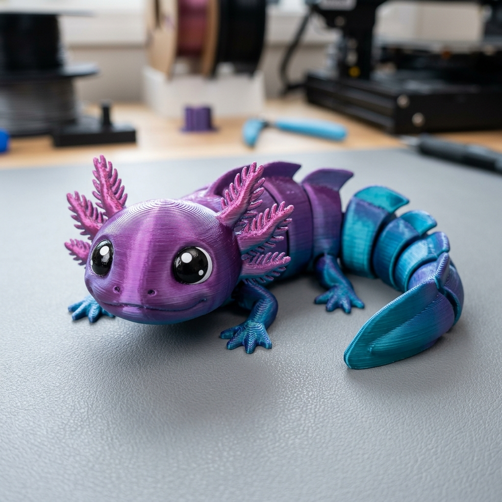Sparky the Cosmic Axolotl 3D printed