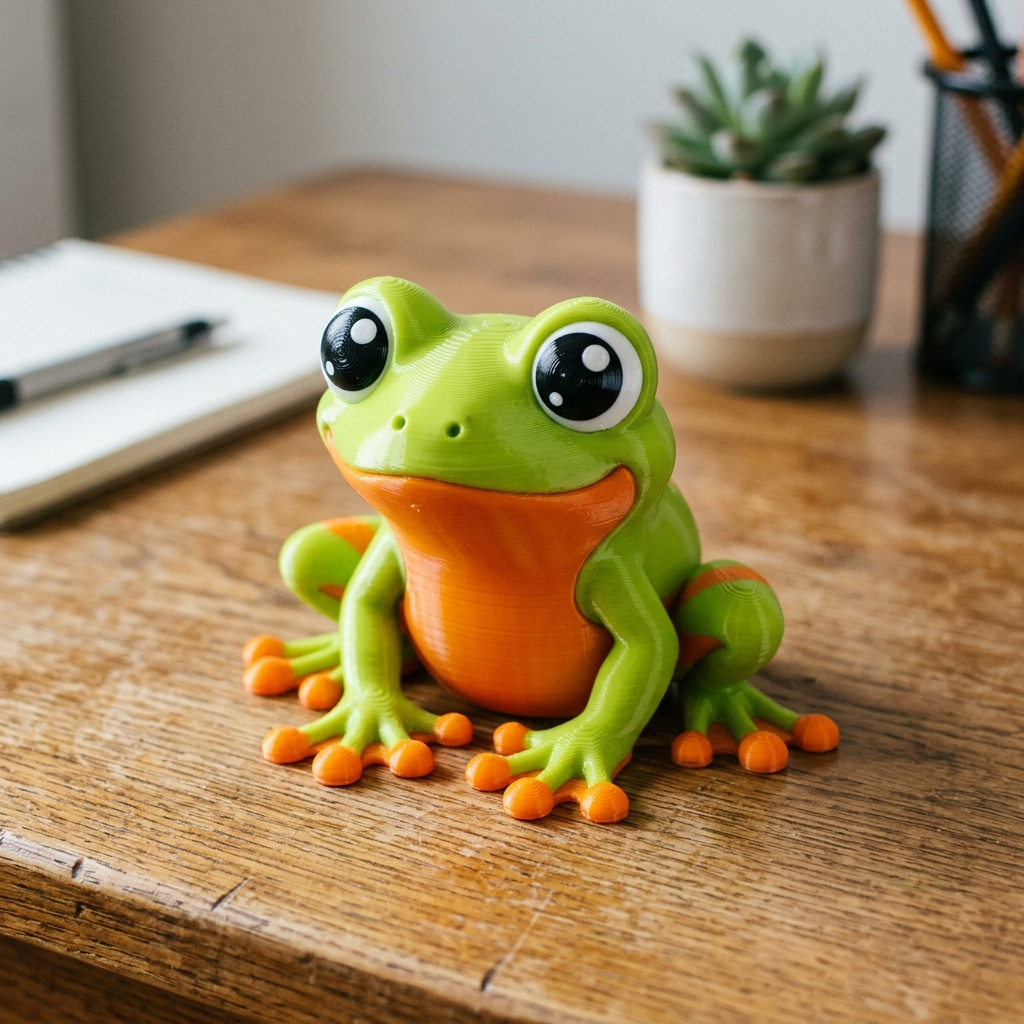 Glowy the Tree Frog 3D printed